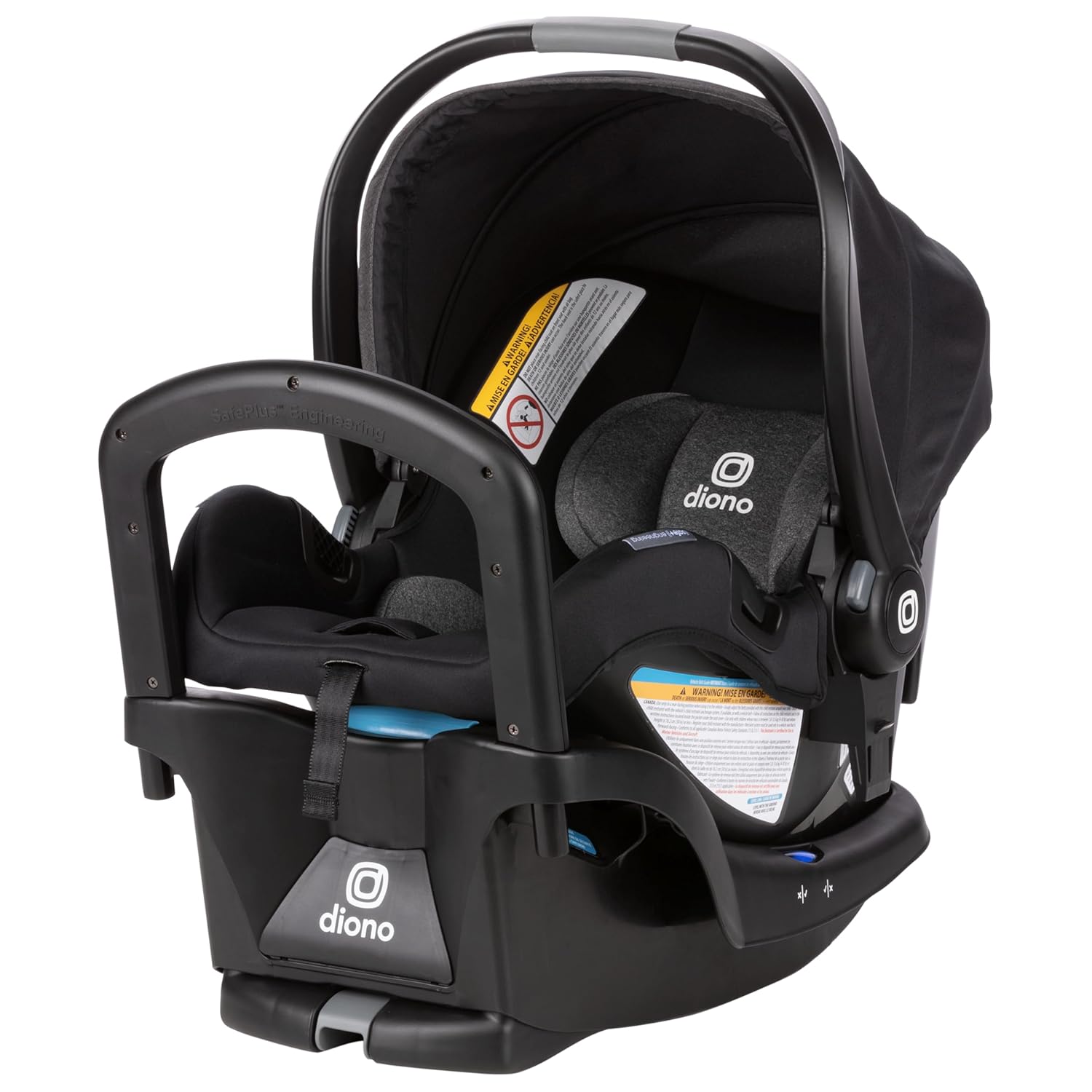 Diono LiteClik 30 R SafePlus Infant Car Seat and Base, Rear-Facing for Infants 4-30lbs, SafePlus Engineering, with Infant Insert, UPF 50+ Sunshade (Black)