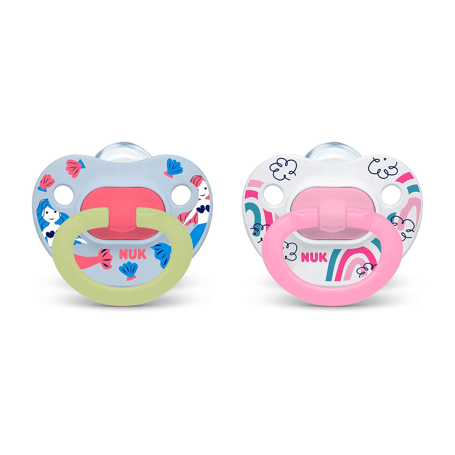 NUK Glow-in-The-Dark Orthodontic Pacifiers, Butterfly, 6 - 18 Month (Pack of 2)