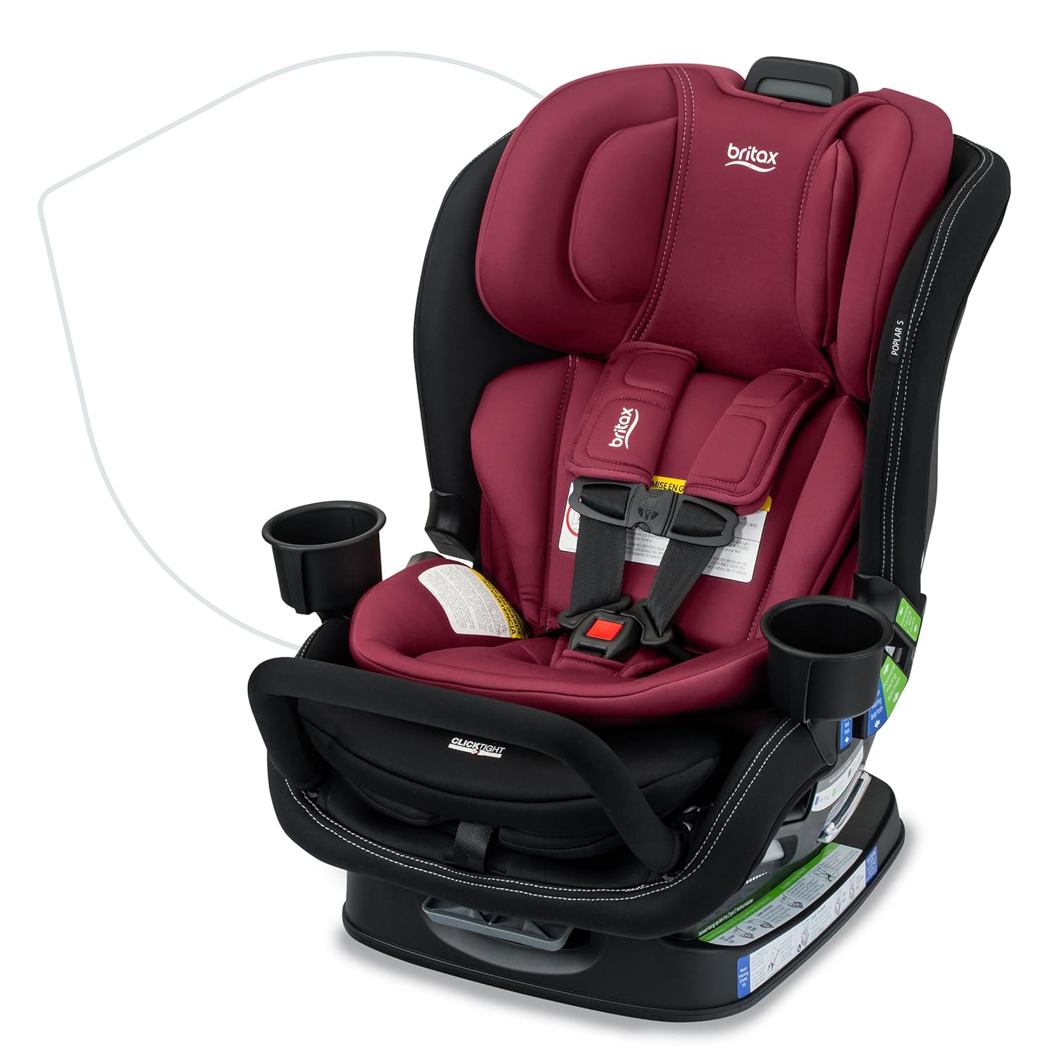 Britax Poplar S Convertible Car Seat, 2-in-1 Car Seat with Slim 17-Inch Design, ClickTight Technology, Ruby Onyx