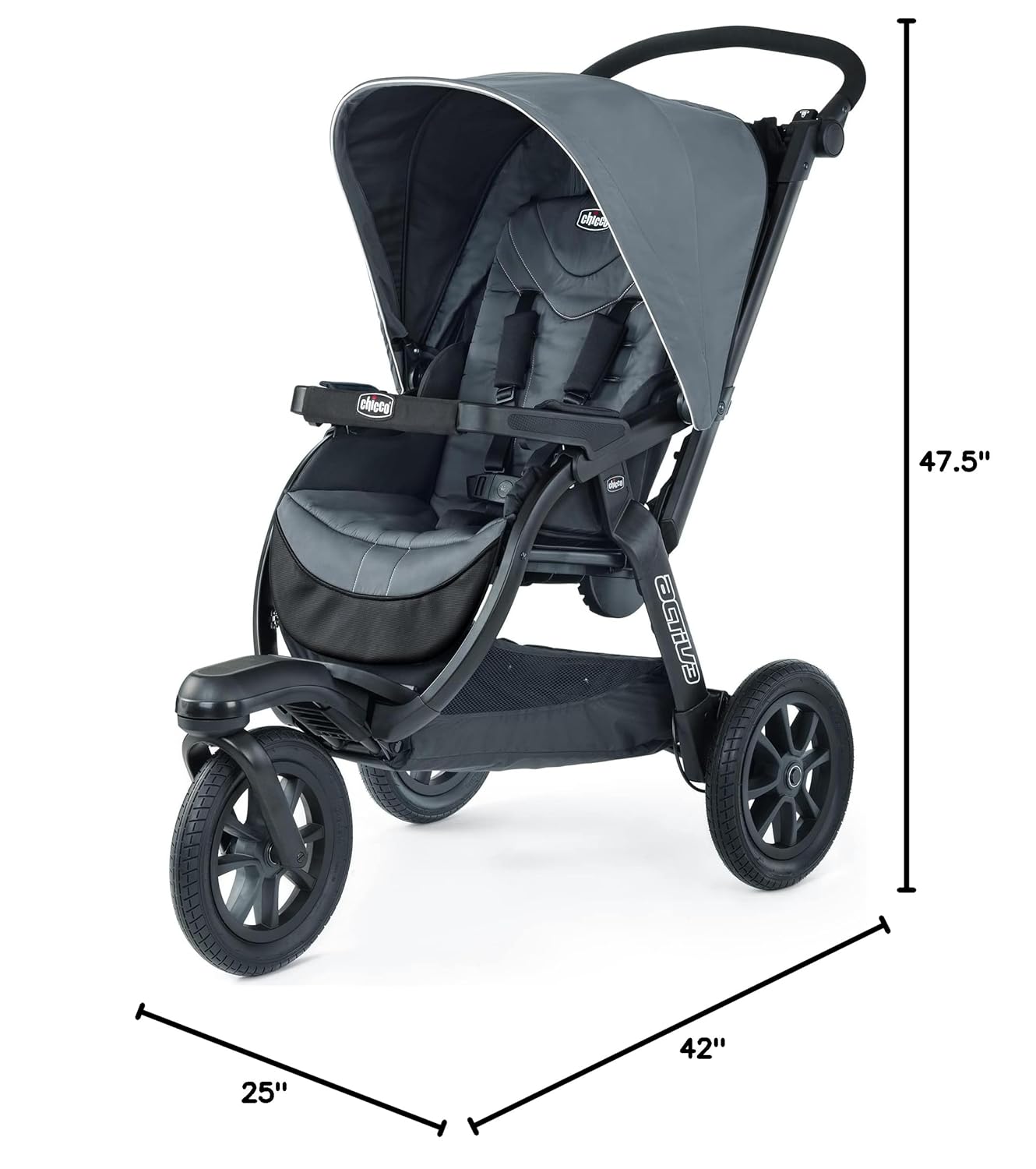 Chicco Activ3 Jogging Stroller - Eclipse | Grey