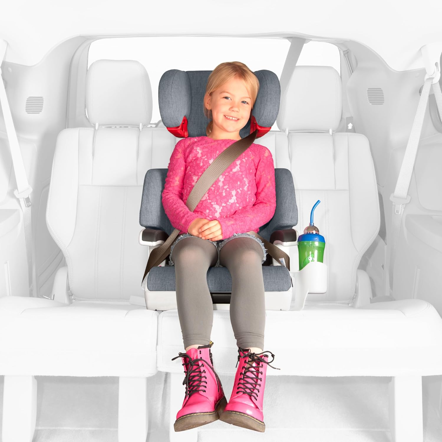 Clek Oobr High Back Booster Seat with Adjustable Headrest, Reclining Design, and Rigid LATCH System (Cloud)