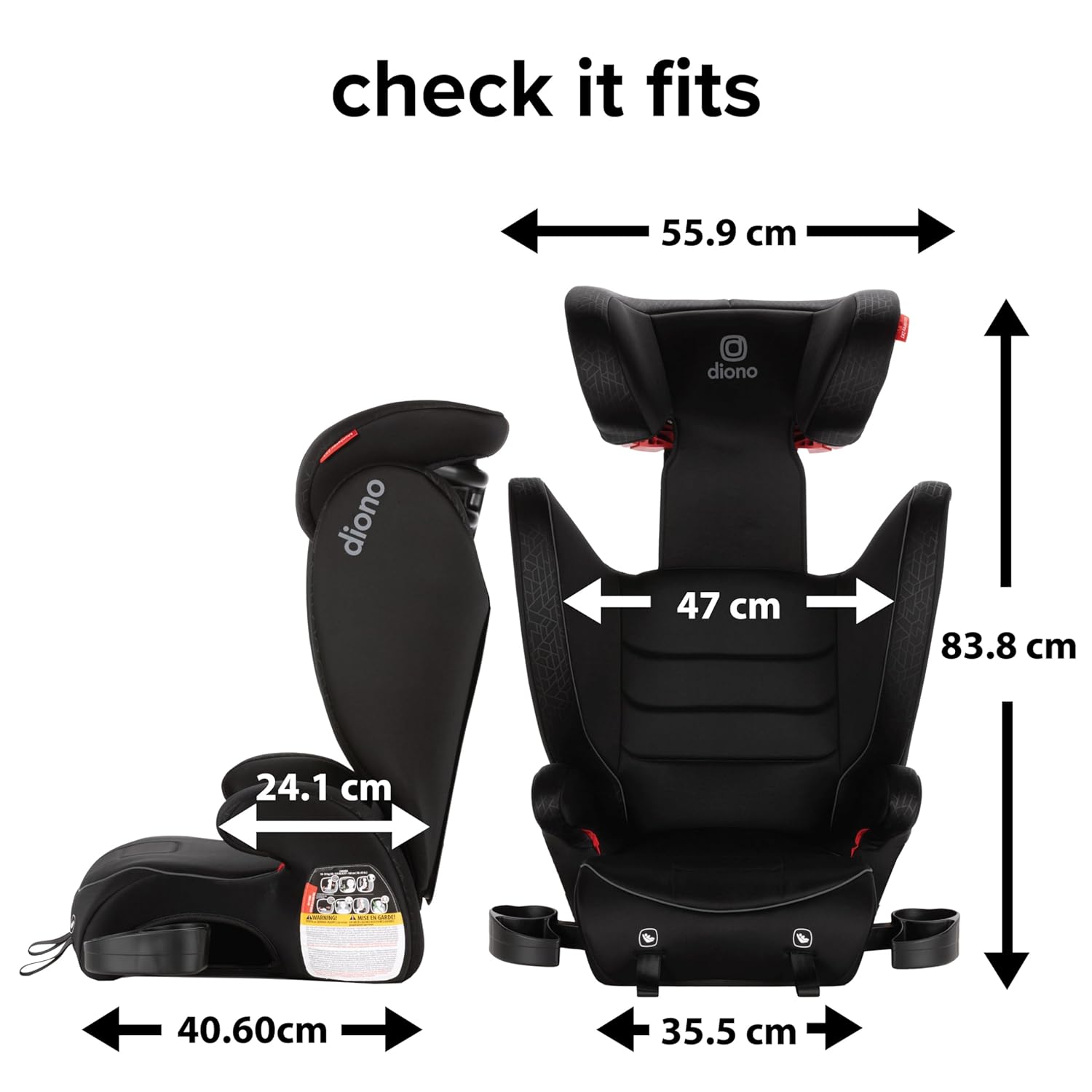 Diono Monterey 2XT Latch 2 in 1 High Back Booster Car Seat with Expandable Height & Width, Side Impact Protection, 8 Years 1 Booster, Black