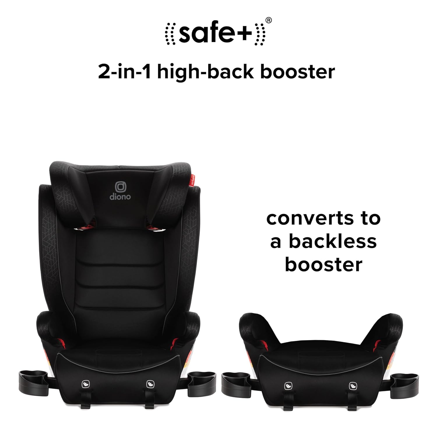 Diono Monterey 2XT Latch 2 in 1 High Back Booster Car Seat with Expandable Height & Width, Side Impact Protection, 8 Years 1 Booster, Black