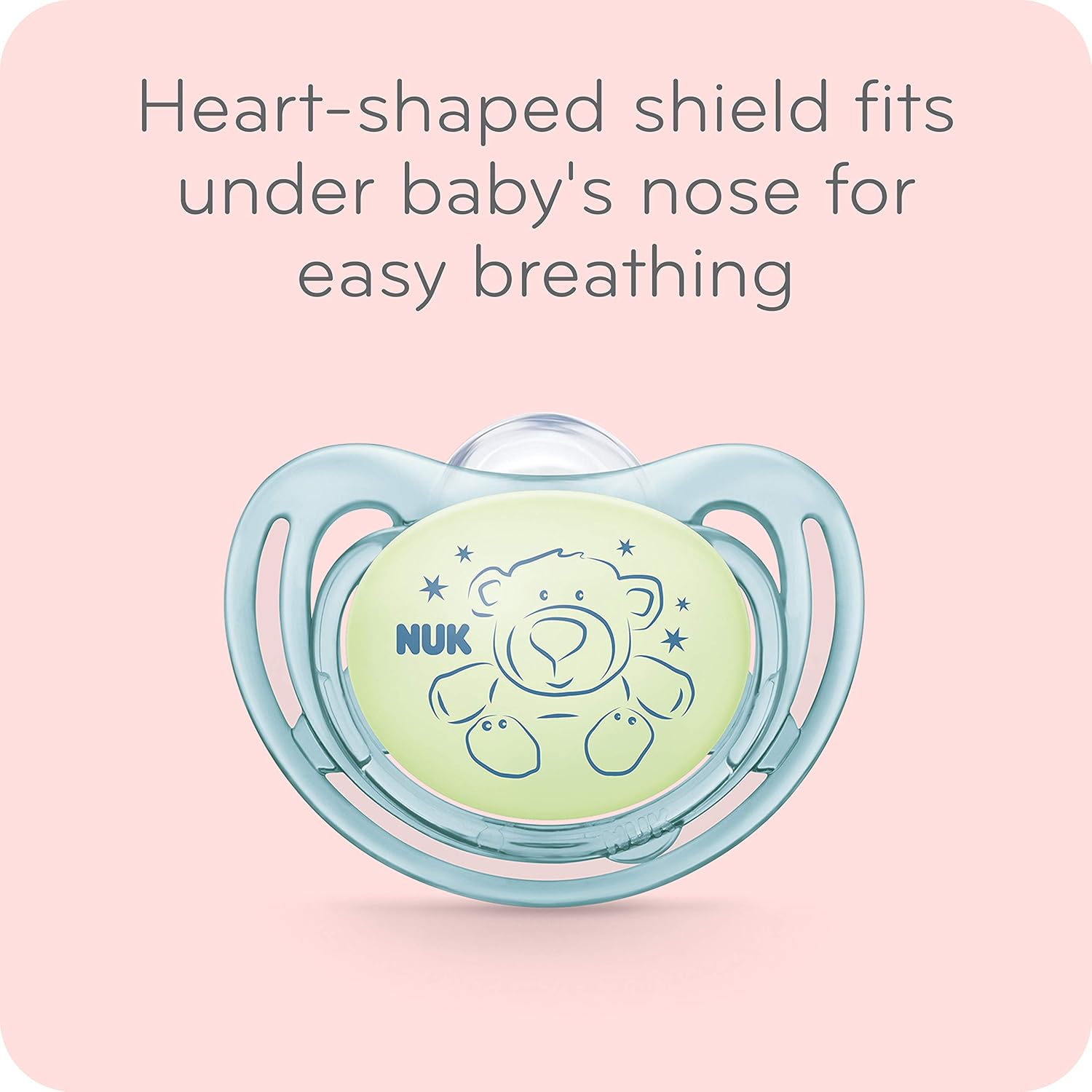 NUK Airflow Glow-in-The-Dark Pacifiers, 6-18 Months, 2 Pack