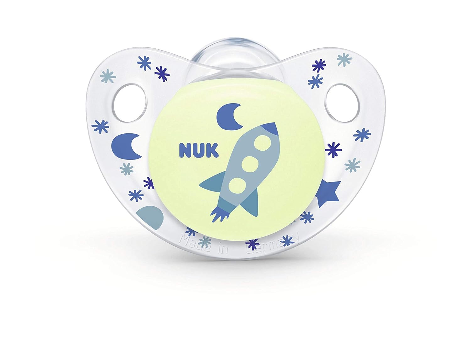 NUK Cute-as-a-Button Glow-in-The-Dark Orthodontic Pacifiers, Boy, 0-6 Months, 2-Pack