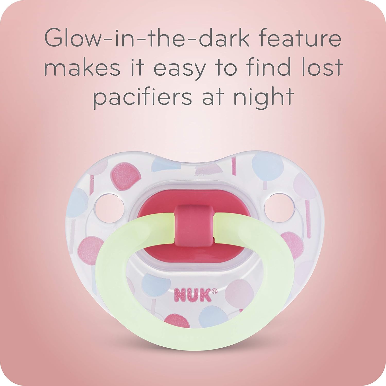 NUK Glow-in-The-Dark Orthodontic Pacifiers, Butterfly, 6 - 18 Month (Pack of 2)