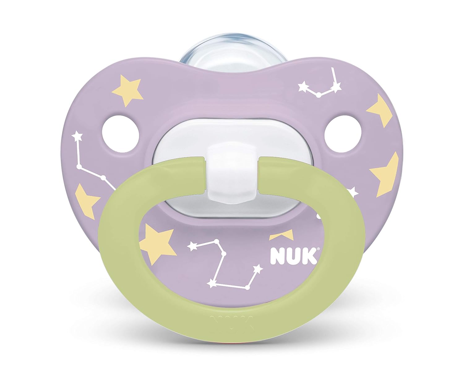 NUK Glow-in-The-Dark Orthodontic Pacifiers, Zebra, 0-6 Month (Pack of 2)