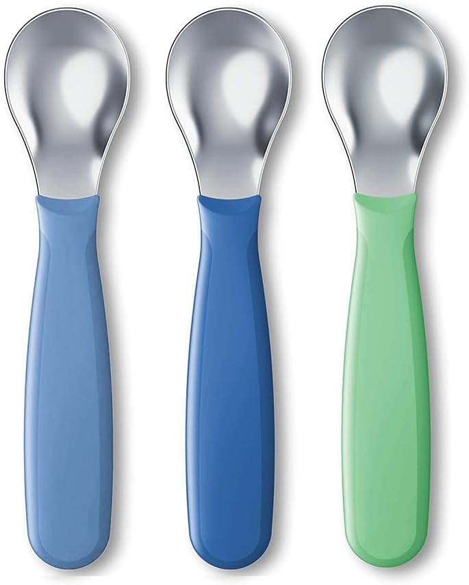 NUK Kiddy Cutlery Spoons, 3 Pack, 18+ Months Blue & Green