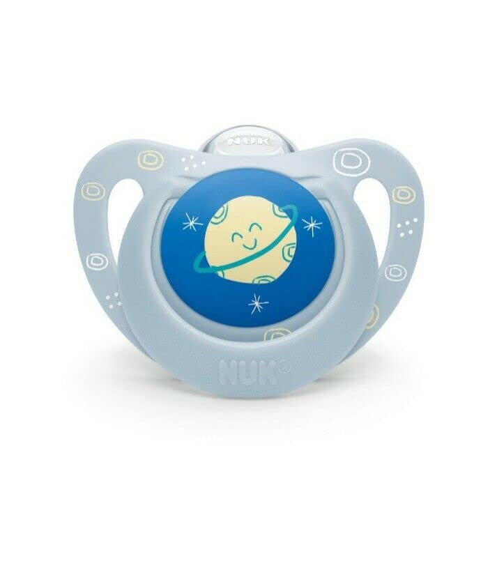 NUK | Orthodontic Pacifiers | 0-6 Months | Best Pacifier for Breastfed Babies | BPA Free | Shaped to Soothe Just Like Mom | 2-Pack (Outerspace Blue or Outerspace Purple(0-6 Month))