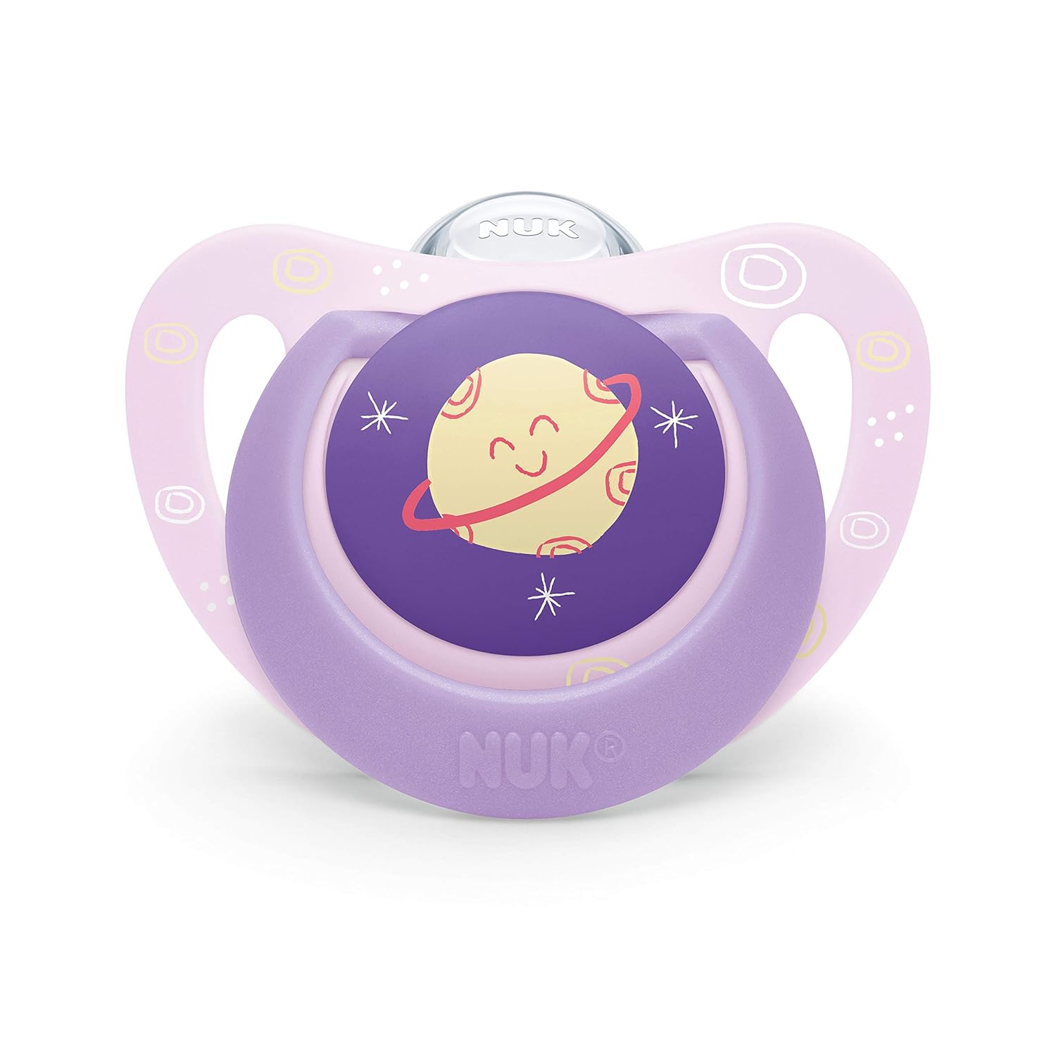 NUK | Orthodontic Pacifiers | 0-6 Months | Best Pacifier for Breastfed Babies | BPA Free | Shaped to Soothe Just Like Mom | 2-Pack (Outerspace Blue or Outerspace Purple(0-6 Month))